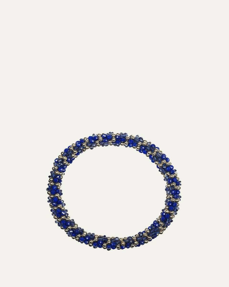 14K Gold Lapis and Iolite Beaded Bracelet